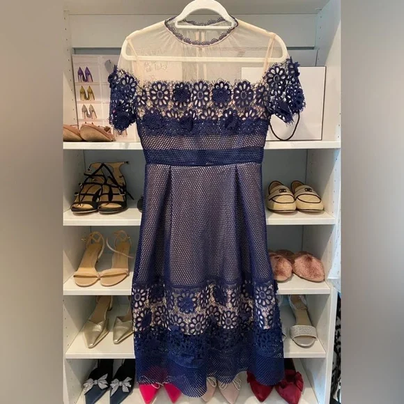 NWOT Endless Rose Navy Blue Lace Dress Size S